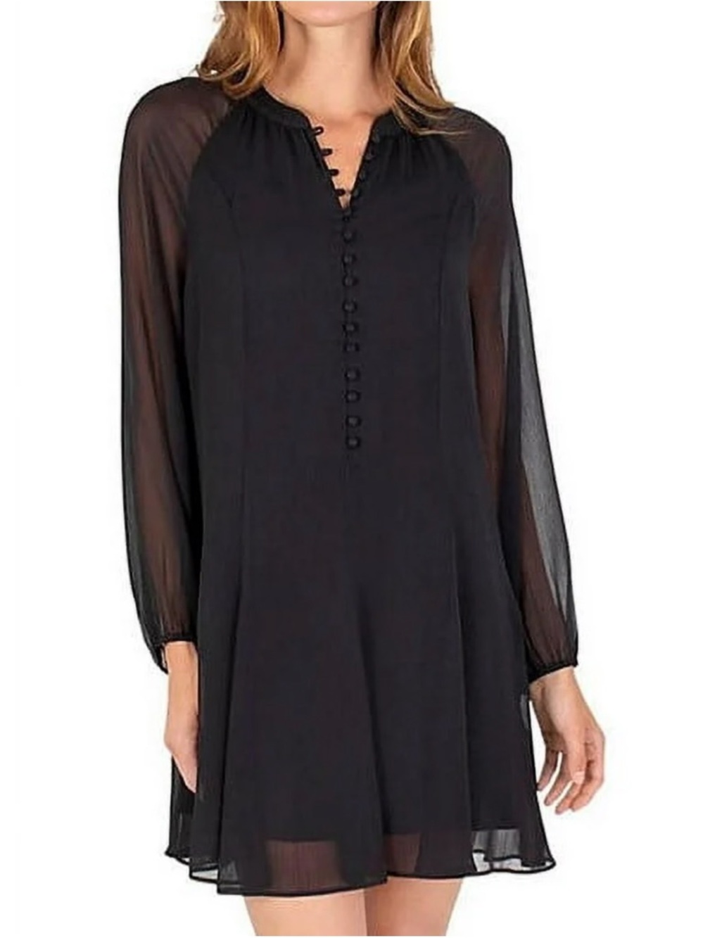 Joie Limited Edition Black Balloon Sleeve Mini Dress Medium Cocktail Whimsigoth
